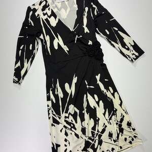 New York & Company Dress Faux Wrap 3/4 Sleeve Jersey Tie Waist Size XS